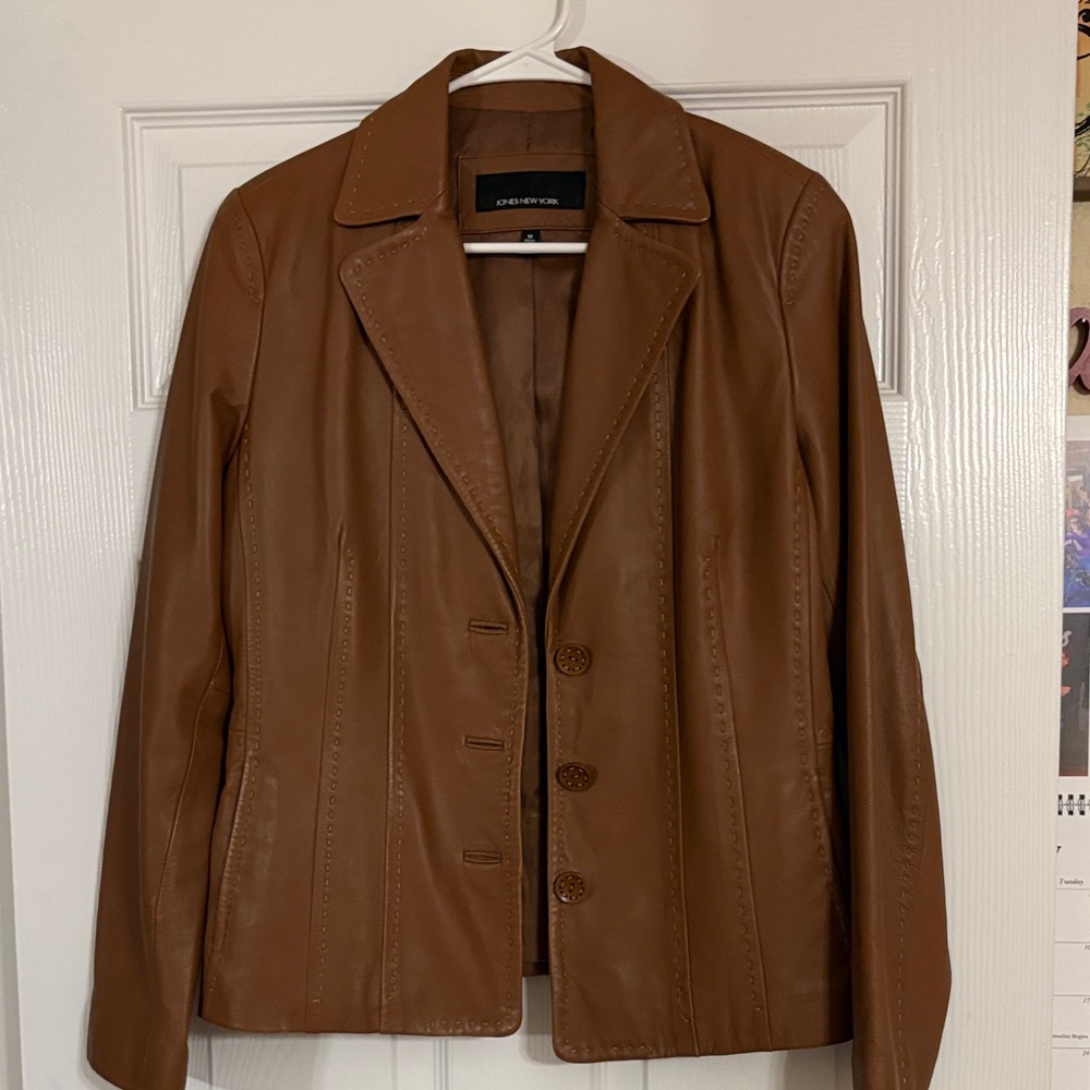 Jones New York Tan Leather Blazer